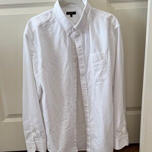 Quince Men's White Cotton Casual Button-Down Shirt with Chest Pocket